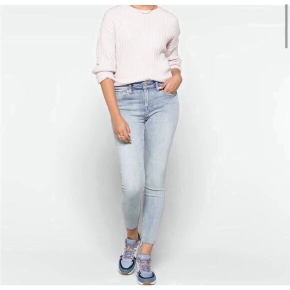 NWT Pistola Arielle Skinny Scissor Cut Hem Jeans in No Pressure Light Wash Sz 28 - Picture 2 of 13